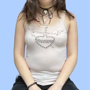 Hand Painted Sacred Heart Pink Lace Cami w Cross Charm